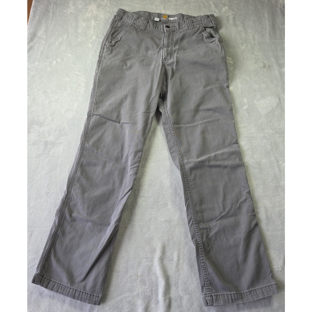 Carhartt Jeans Men Sz 34 x 32 Gray Relaxed Fit Straight Cotton Cargo Work Casual